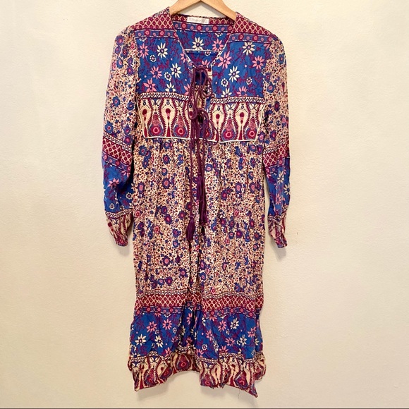 Influencer Favorite R. Vivimos Boho Paisley Midi Dress Sz 4-6 - Picture 2 of 5